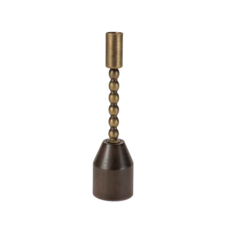 Modern Metal Taper Candle Holder with Birch Base (Set of 3)