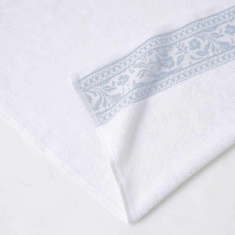 Modern Threads 6-Piece Jacquard Border Towel Set Allie - 100% Cotton, Bath, Hand & Washcloths - Elegant Floral Border