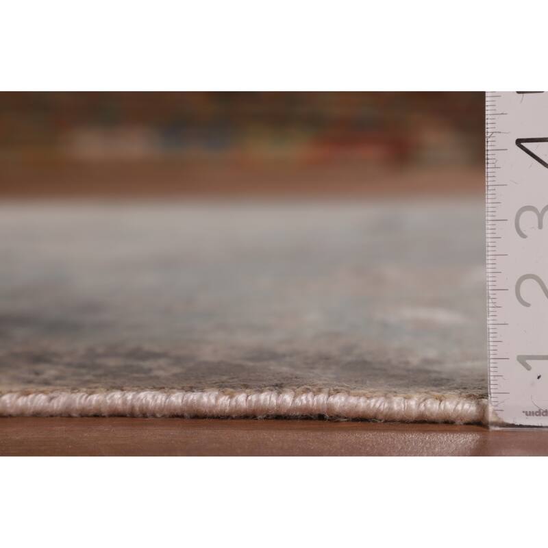 Abstract Modern Area Rug Hand-Knotted Grey Wool Carpet - 5'3"x 7'6"
