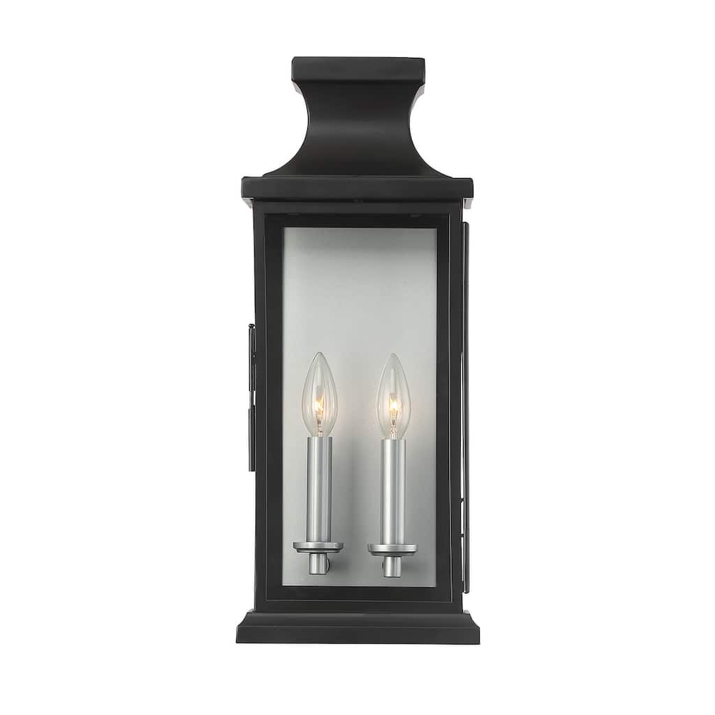 Brooke 2-Light Outdoor Wall Lantern in Matte Black