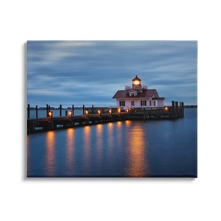 Stupell Calm Nighttime Bridge Coastal Lights Canvas Wall Art By Rick 