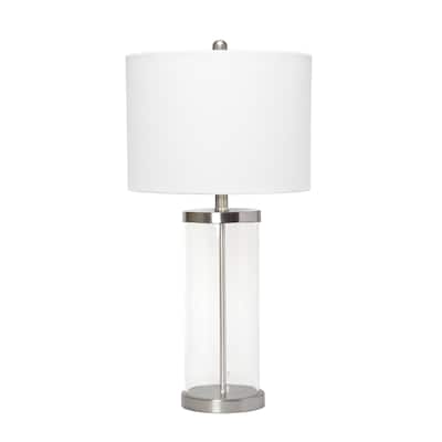 Lalia Home Entrapped Glass Table Lamp with White Fabric Shade