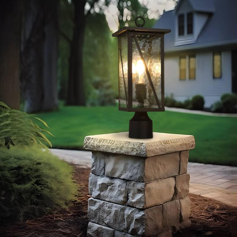 Modern Farmhouse Black 1-Light Outdoor Wall Sconces Glass Post Pendant Lights