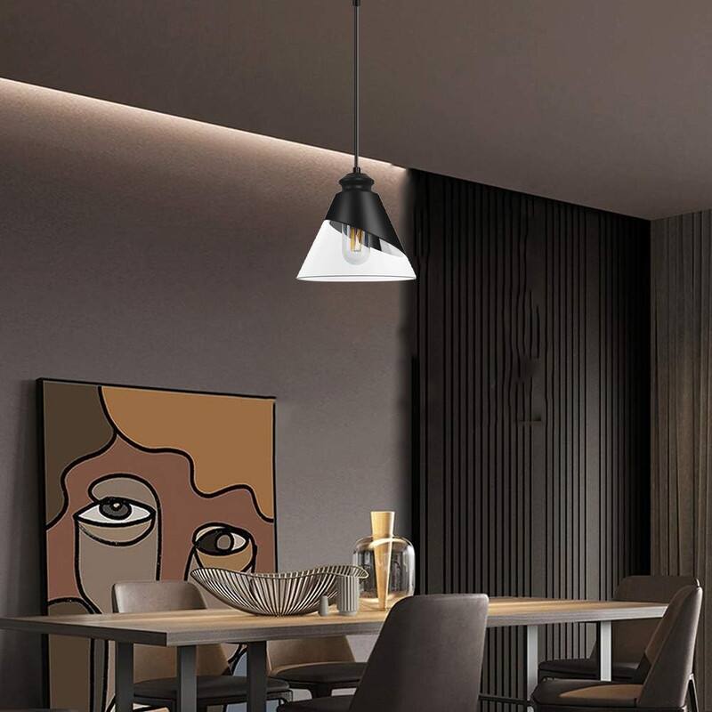1 Light bulb light black dining room light glass, metal pendant light