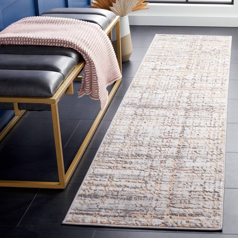 SAFAVIEH Amelia Mladenka Abstract Distressed Rug - 2' x 8' Runner - Grey/Beige