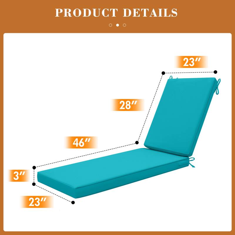 Outdoor Waterproof Chaise Lounge Cushions for Patio Furniture