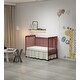 preview thumbnail 15 of 51, 3-In-1 Convertible Crib In Natural, Made Of Sustainable Pinewood, Non-Toxic Finish, Comes With Locking Wheels