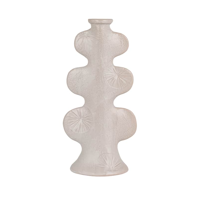 Stoneware Sculptural Taper Holder with Design - 5" L x 3" W x 10" H