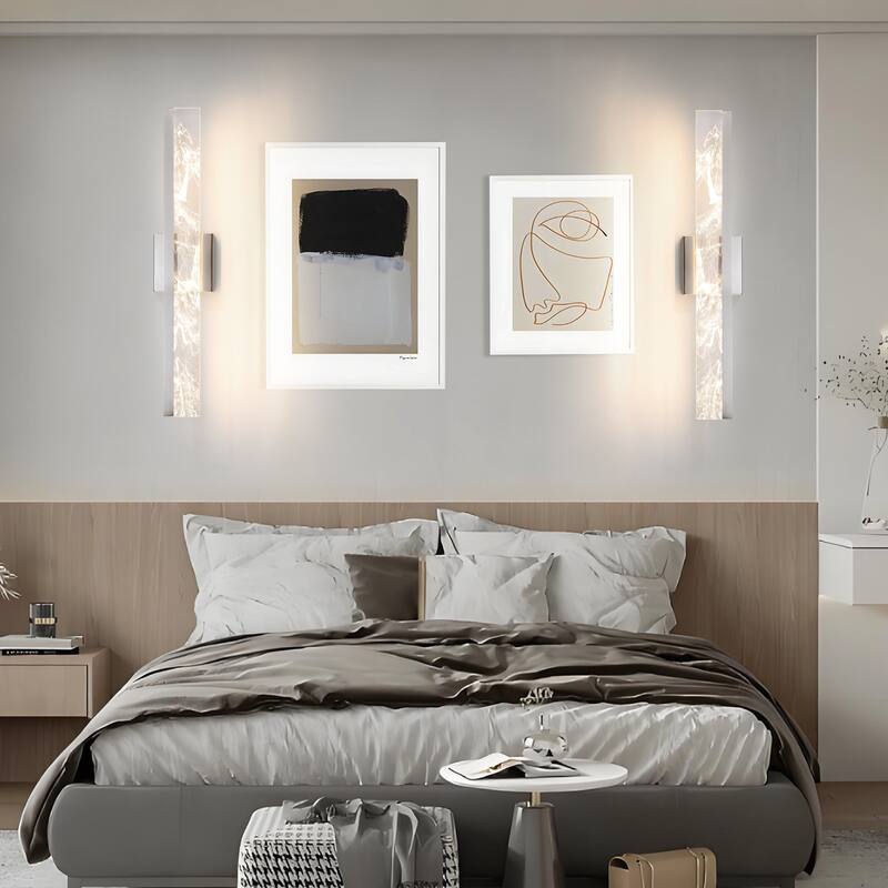 LED Bathroom Vanity Light 24/32/39 inch Dimmable Metal Wall Sconce - Black/Warm White Light