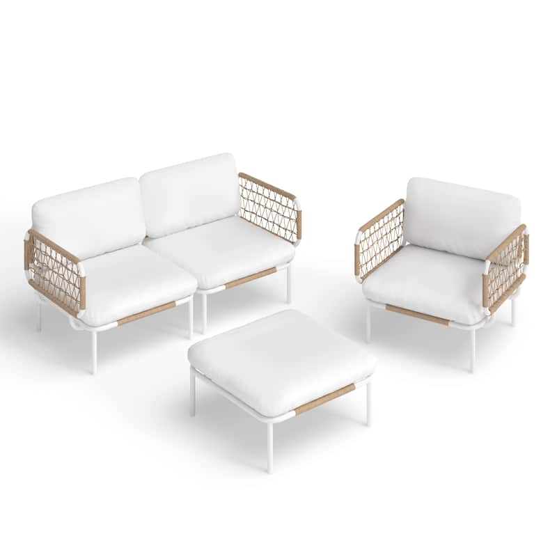 Outdoor Cushioned Sectional Sofa Chat Set Patio Conversation Seating Set