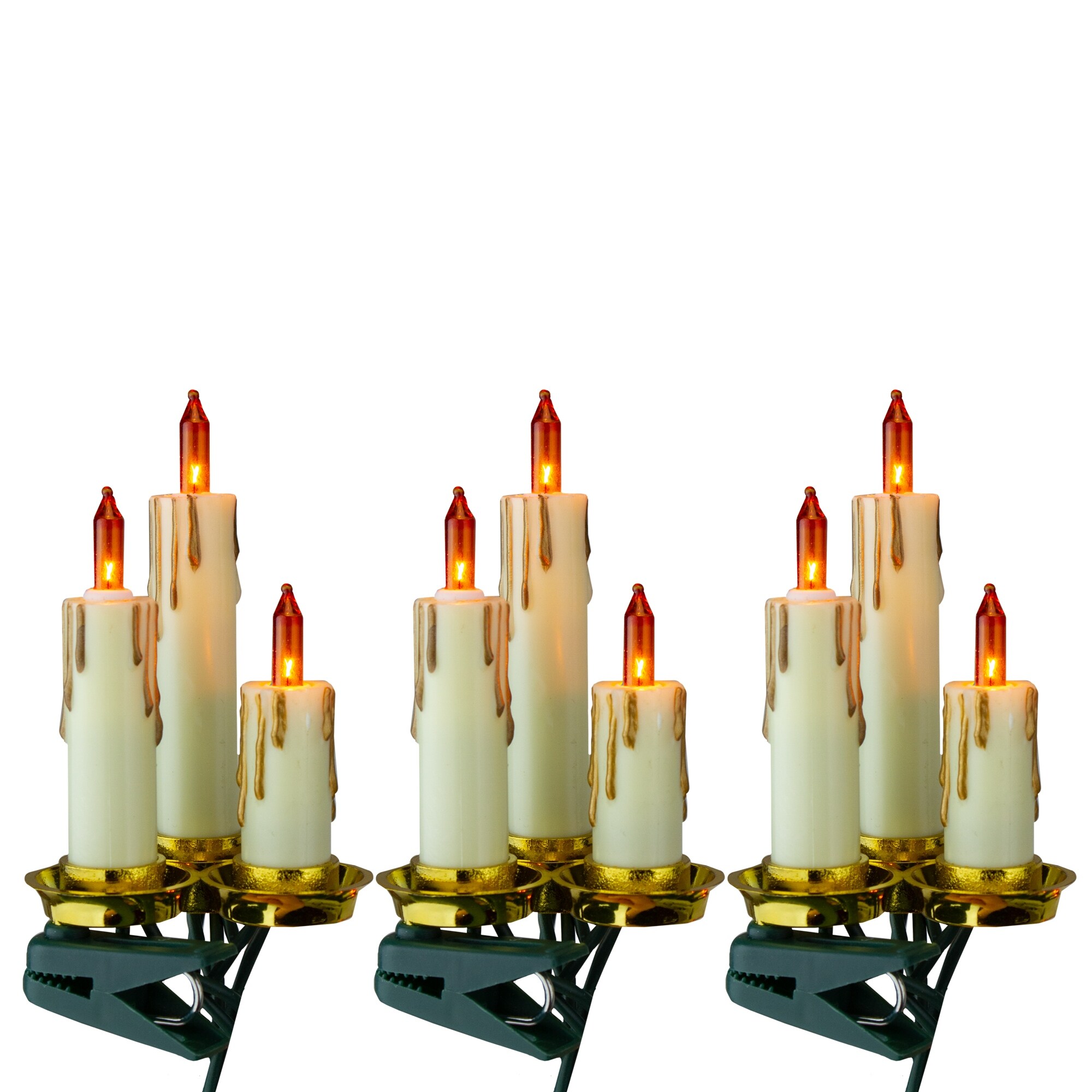 Shop Black Friday Deals On 15 Count Amber And Gold Dripping Candle Clip On Christmas Light Set 3 75ft Green Wire Overstock 21517165