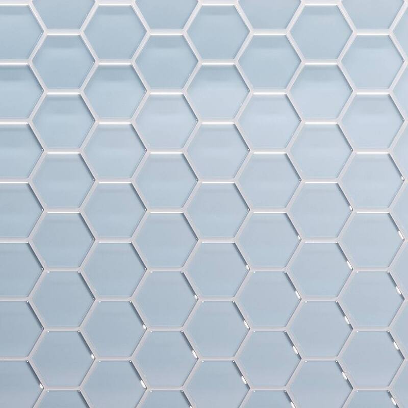3" Beehive 10.25 in. x 11.75 in. Hexagon Glass Mesh-Mounted Mosaic Tile - Carribean Blue Gloss - 10.25 in. x 11.75 in.