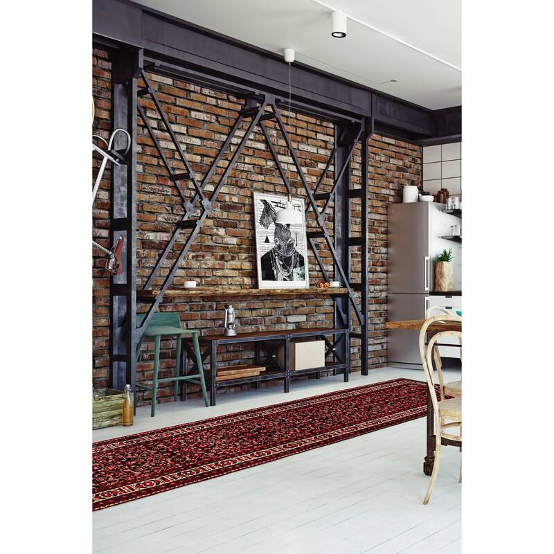 ECARPETGALLERY Hand-knotted Andelz Navy Wool Rug - 2'8 x 12'8