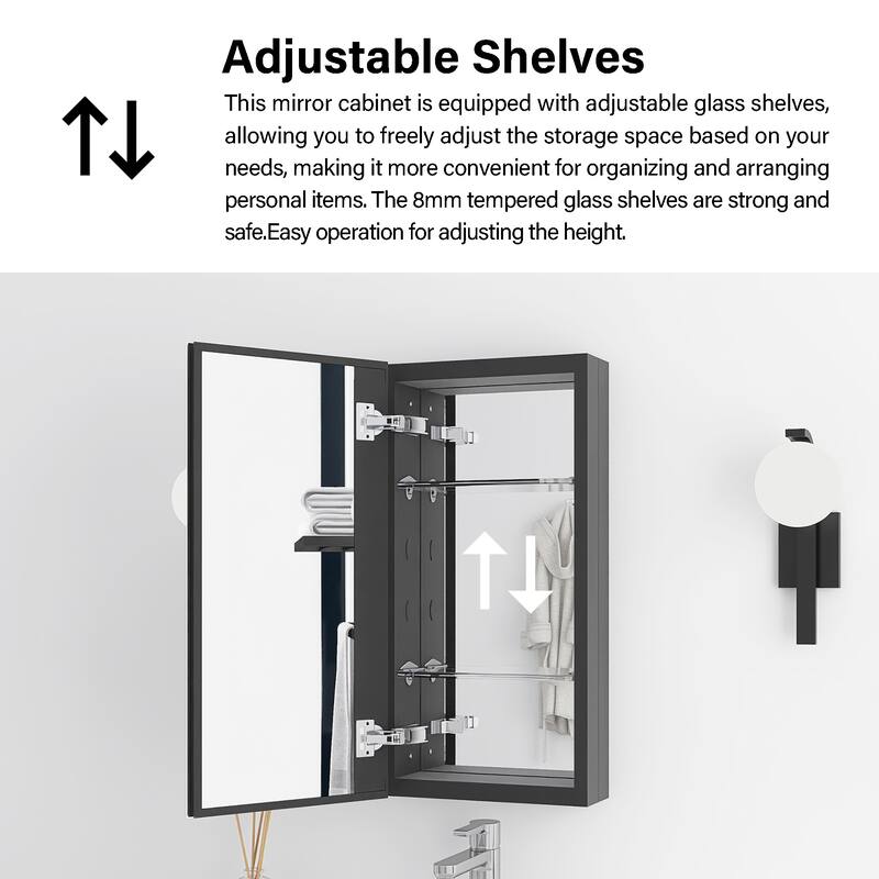 Rectangular Aluminum Medicine Cabinet with Mirror
