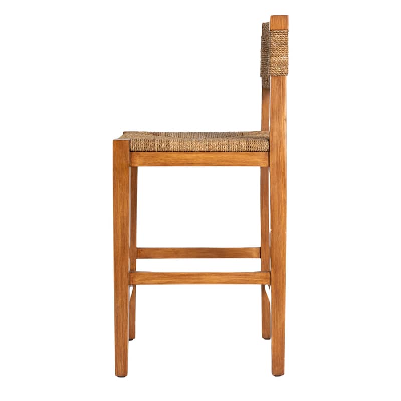 Willowbrook Solid Wood and Natural Woven Seagrass Rope Counter Stool