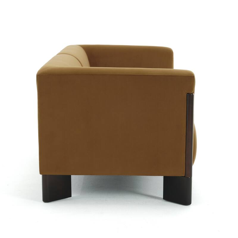 Mid-Century Tuxedo Arm Roomy Barrel Chair Oversized Loveseat Sofa