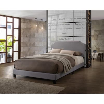 Tory Modern Chic Grey Linen Upholstered Panel Bed