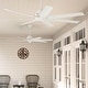 preview thumbnail 1 of 26, Hunter 60" Downtown Windmill Outdoor Ceiling Fan w/ Wall Control, Damp-Rated - Indoor-Outdoor, Industrial, Modern - ENERGY STAR! Matte White