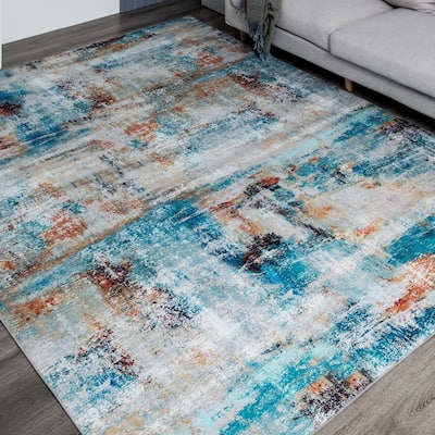 Abstract Blue Area Rug