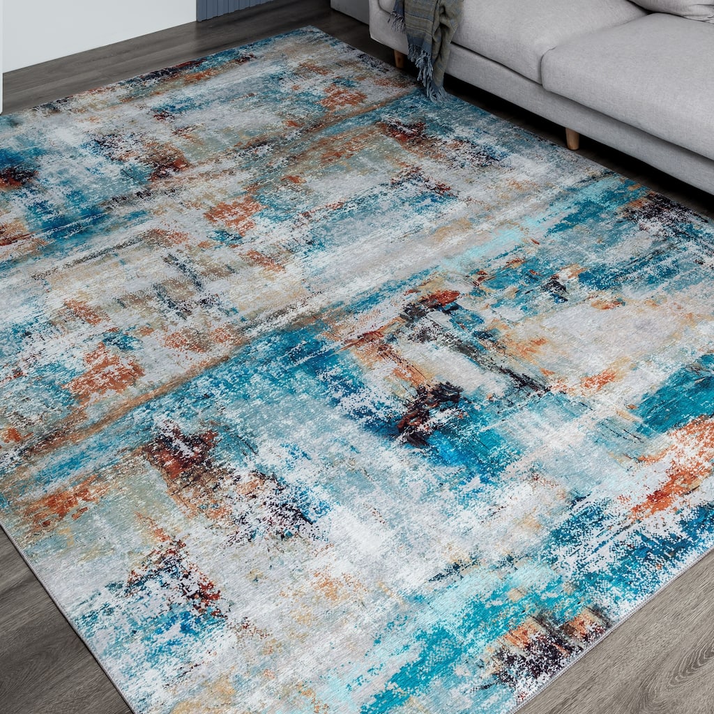 Abstract Blue Area Rug