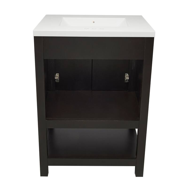 Taos 25" Bathroom Vanity with Cultured Marble Vanity Top Sink in White with White Basin