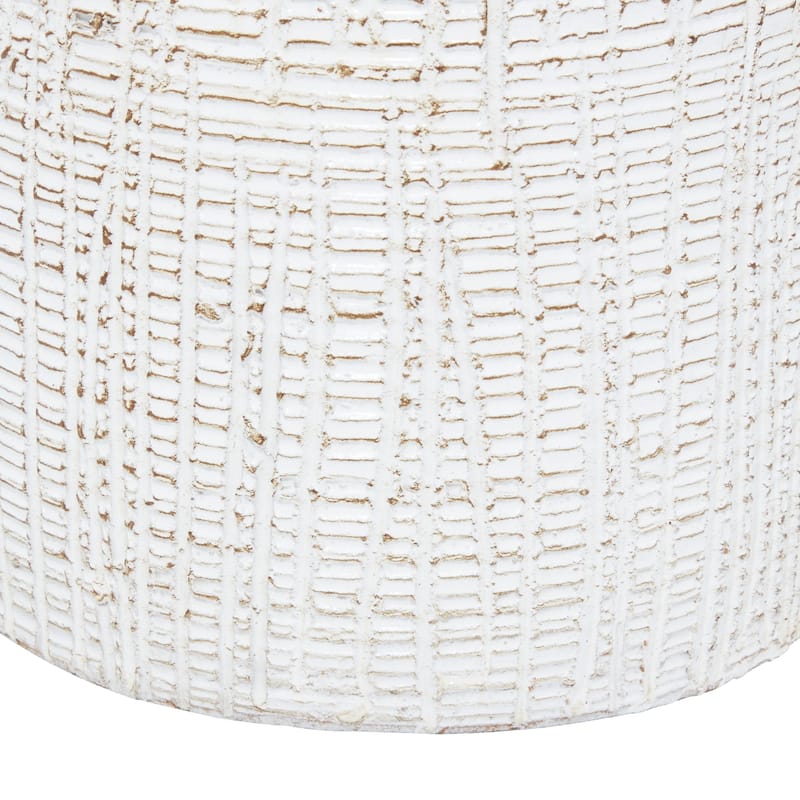 Ceramic Textured Crosshatch Vase with Crosshatch Design - White - Roche River Decor