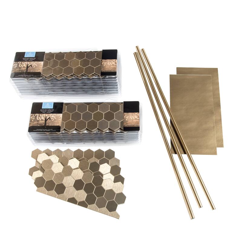 Aspect 12x4-inch Honeycomb Champagne Matted Metal 15-Square Foot Kit - 15 sq ft kit