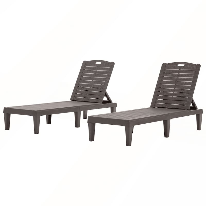 2-Piece Outdoor Chaise Lounges with Adjustable Backrest