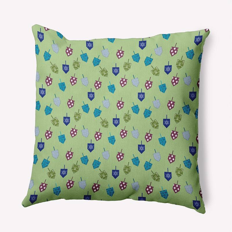 Hanukkah Dreidel Pattern Accent Pillow - 20" x 20" - Light Green