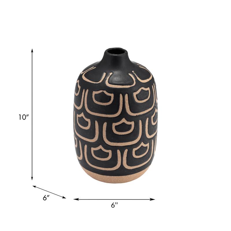 Sagebrook Home 10" Ceramic Vase Contemporary Decorative Vase Creative Abstract Design Table Decor