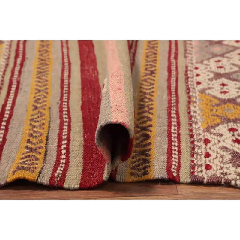 Hand Woven Oriental 100% Wool Carpet Southwestern Tribal Multi-Colored Kilim Area Rug - 8' 11'' X 5' 11''