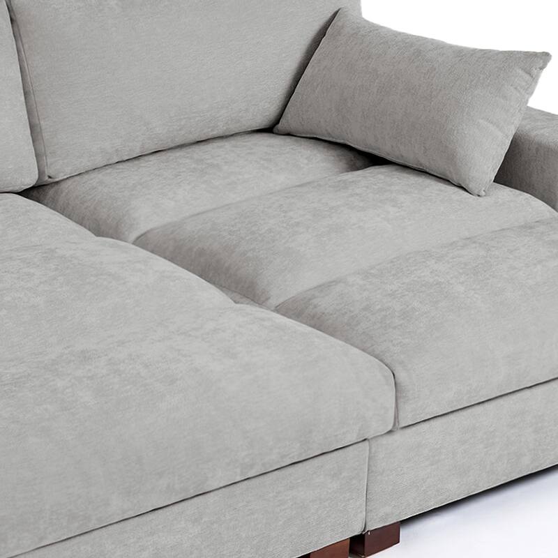 82.5"W Chenille Upholstered Sectional Modular Sofa With Chaise