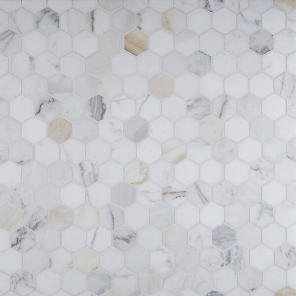 Shop Msi Calagold 2hex Calacatta Gold 2 X 2 Hexagon Mosaic Wall Tile White Overstock 27674134