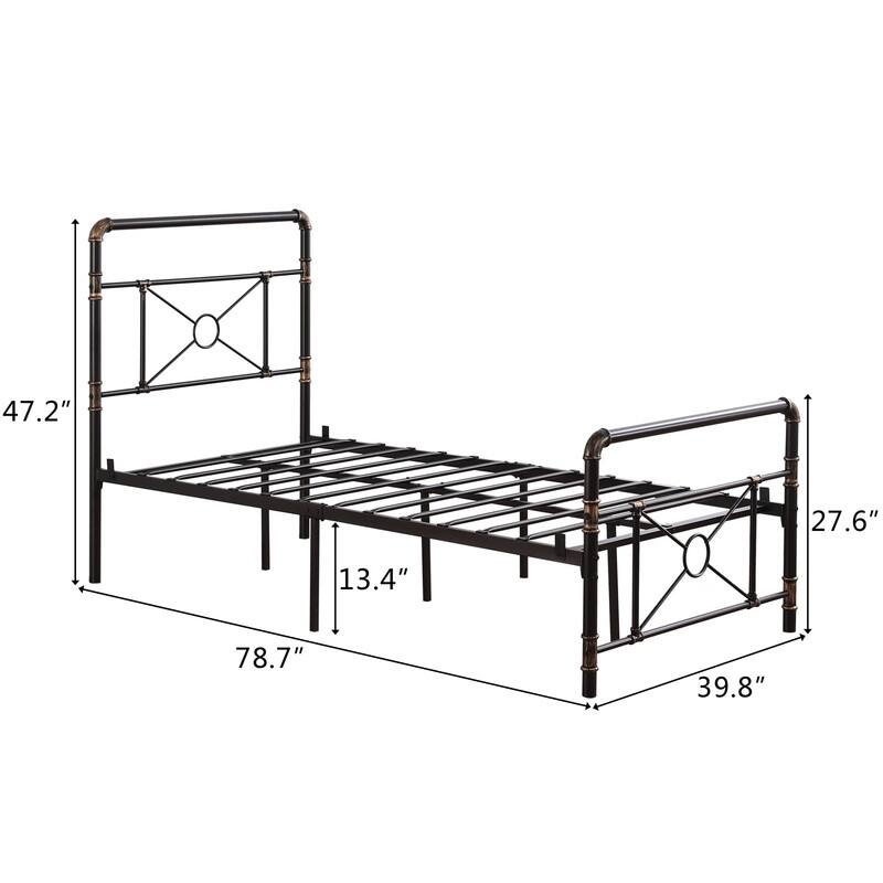 Modern Water Pipe Iron Bed Frame Black Iron Bed - Twin