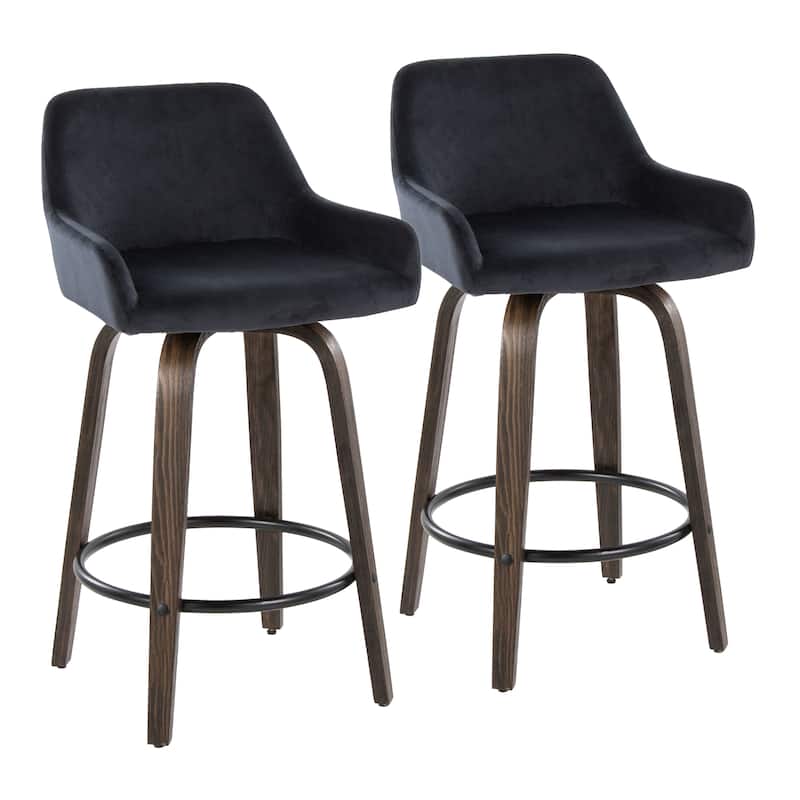Porch & Den Galotti 26" Fixed-Height Counter Stool with Bent Wood Legs & Round Footrest (Set of 2)