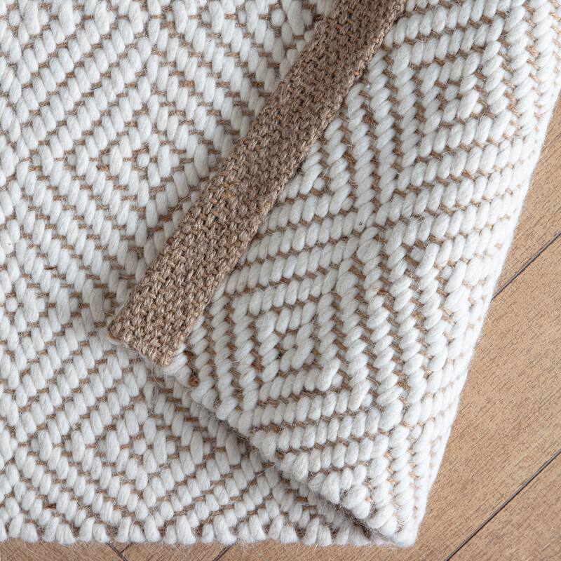 Jani Chillon Natural & Wool Diamond Rectangle Area Rug - Soft and Elegant Design