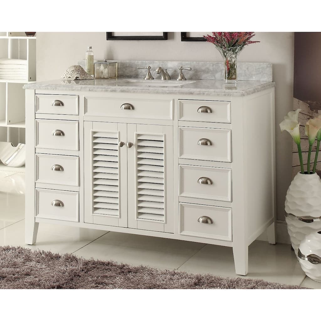 50" Benton Collection Kalani Shutter Blinds White Bathroom Sink Vanity