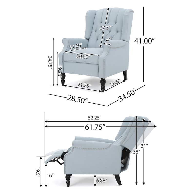 Walter Tufted Fabric Recliners (Set of 2) by Christopher Knight Home