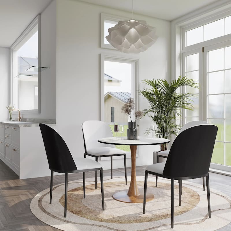 Bristol 24" Round Dining Table with MDF Top and Natural Wood Steel Pedestal Base for Modern Kitchen and Dining Room