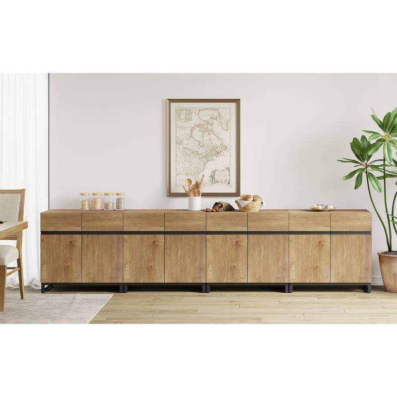 WAMPAT 4 in 1 Multifunctional Sideboard Buffet Cabinets, Modern Sideboard with Adjustable Shelves, Accent Storage Cabinet Table