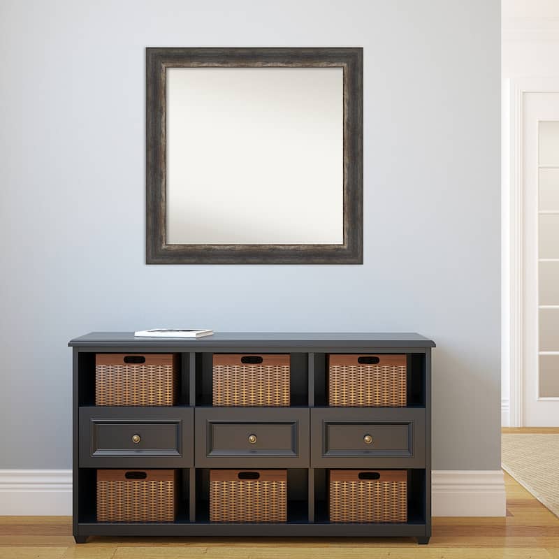 Non-Beveled Bathroom Wall Mirror - Bark Rustic Char Frame
