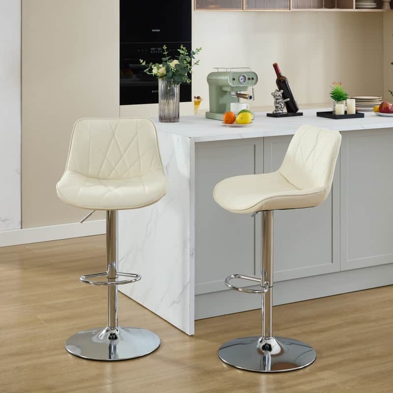 Adjustable Swivel Bar Stools Height Island Chairs with Back Set of 2