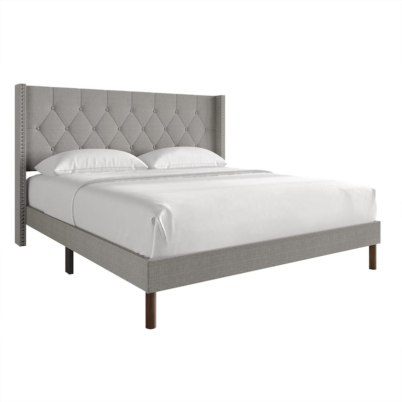 CraftPorch Elegance Wingback Linen Upholstered Bed