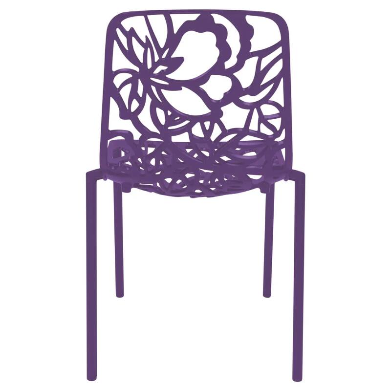 Devon Aluminum Floral Cutout Stackable Dining Chair for Dining Room, Patio, or Garden