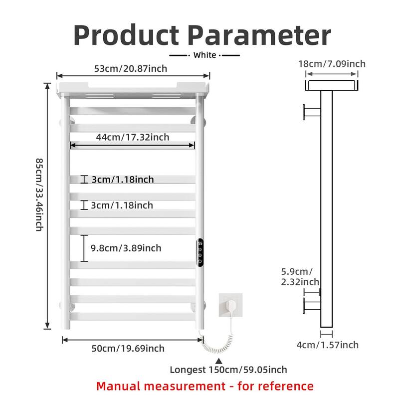 Heated Towel Rack with Shelf and Wi-Fi App Control