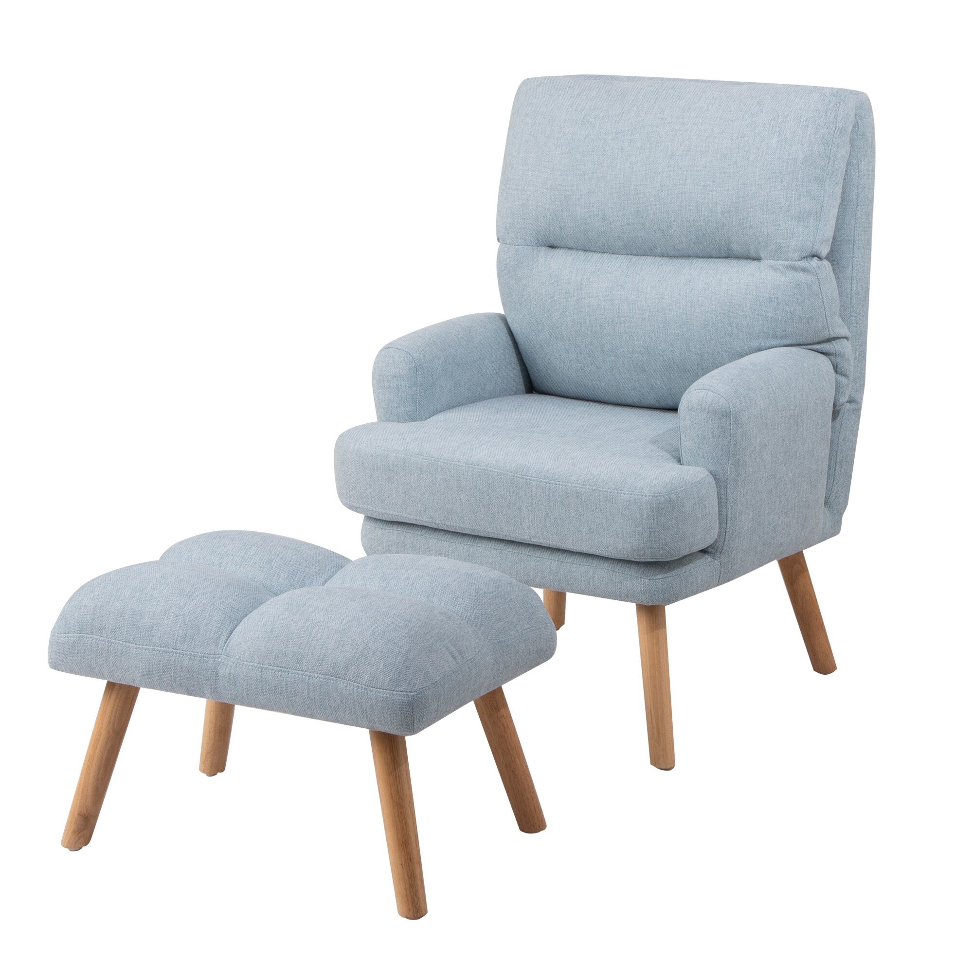 Accent Chair with Ottoman Set Mid Century Modern Comfy Lounge