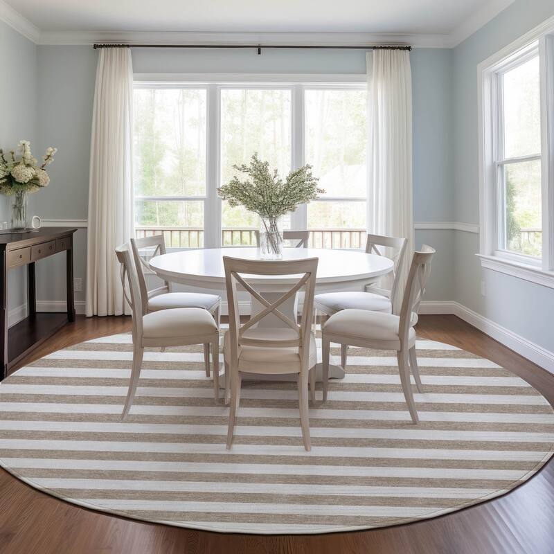 Almine Stripe Weather Resistant Versatile Elegance Outdoor Rug