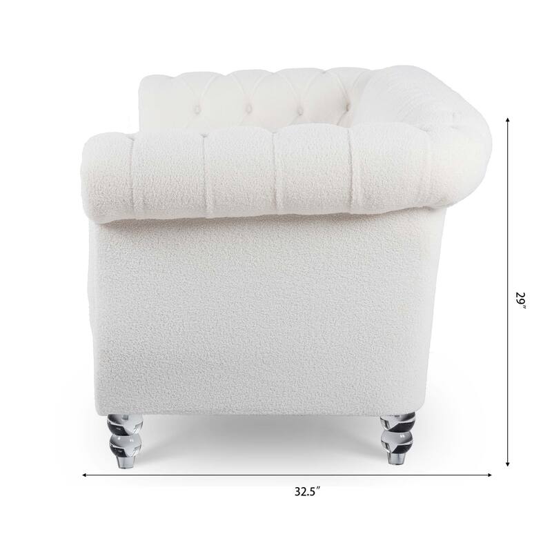84.65" Rolled Arm Chesterfield 3 Seater Sofa