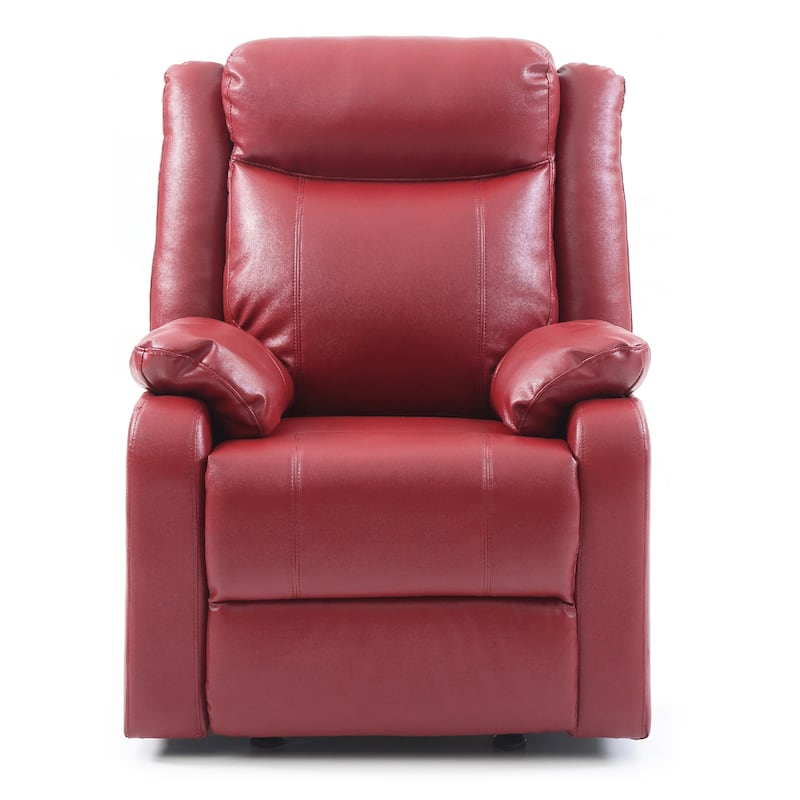Solid Upholstered Reclining Accent Chair with Padded Arms - 40" - Red