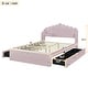 preview thumbnail 4 of 26, Full Upholstered Platform Bed with Four Drawers & USB Ports - Modern Comfort